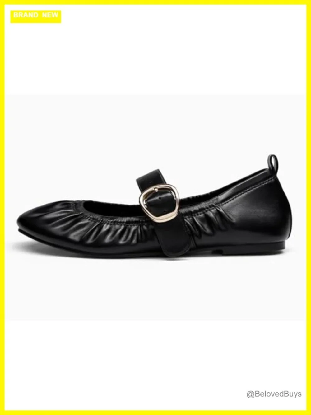 Womens Ballet Flats Ruched Round Toe Mary Jane Slip On Dressy Shoes Faux Leather